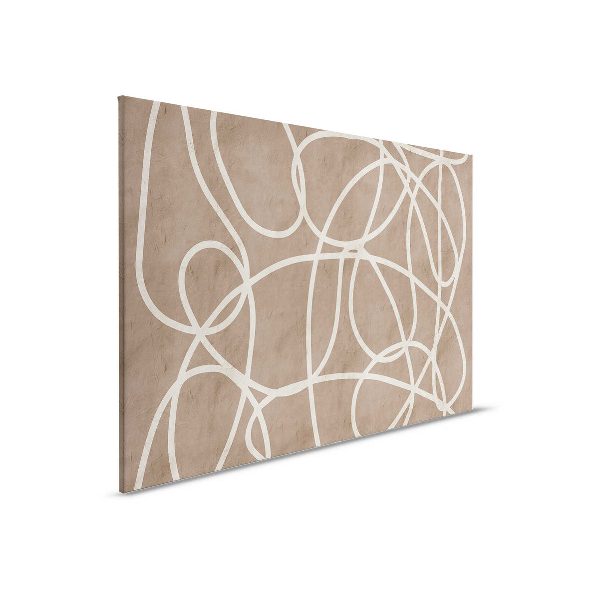 Serengeti 3 - Lienzo Pared de Arcilla Marrón-Beige con Diseño de Líneas