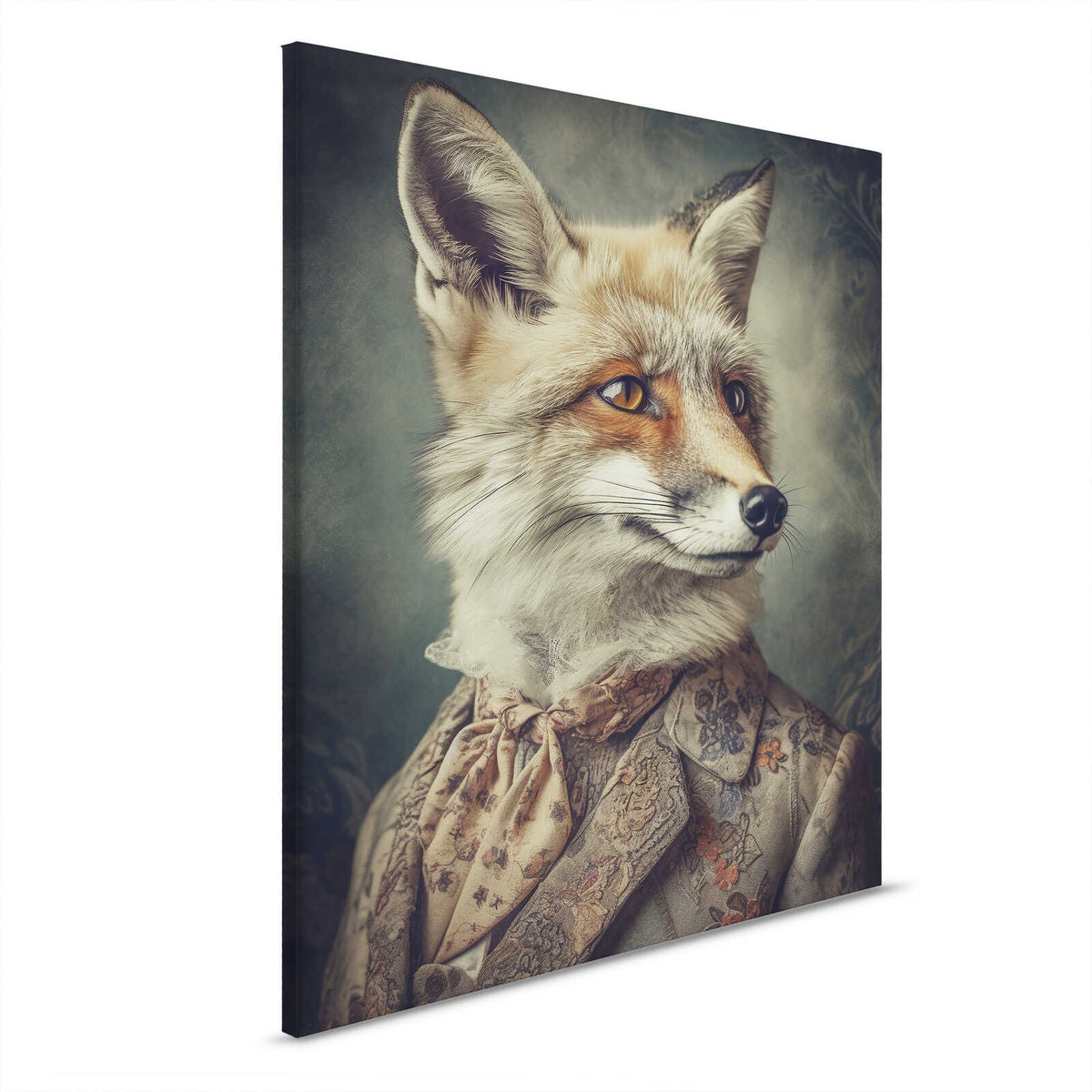 Elegante zorro - Diseño victoriano sobre lienzo