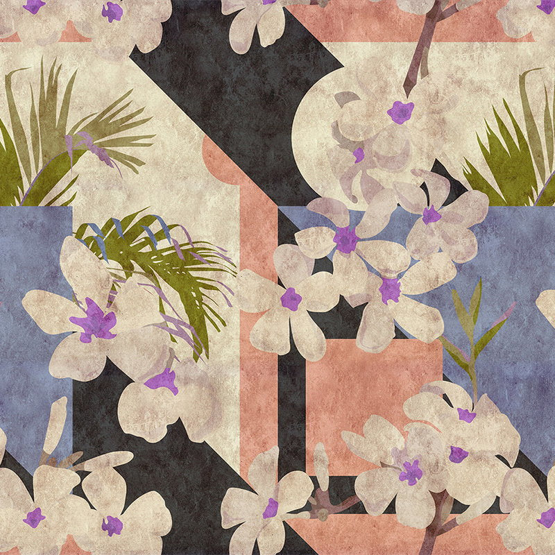Fotomural Walls by Patel - Vintage bloom2 - Vintage digital print wallpaper, blotting paper structure with floral pattern - Beige, Blue