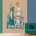 Fotomural Walls by Patel - Parisienne 3 - retro photo wallpaper fashion print 20s in blue & green