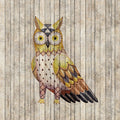Fotomural Walls by Patel - Fairy tale 1 - Wooden board wall with owl photo wallpaper - Beige, Brown