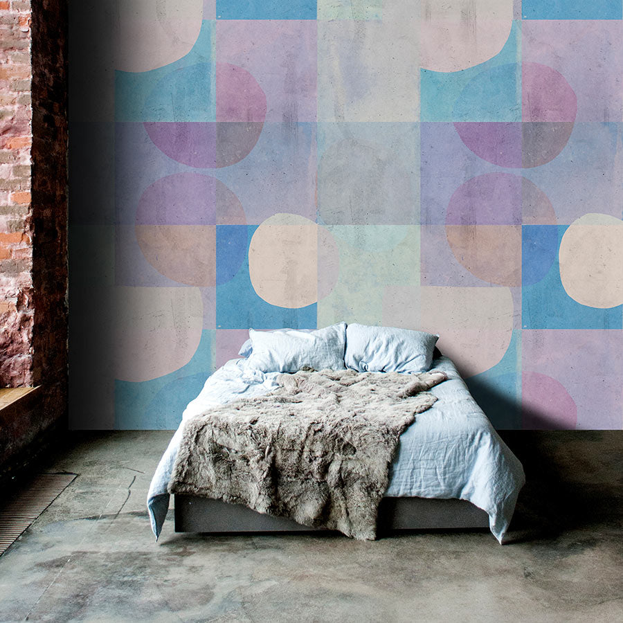 Fotomural Walls by Patel - Photo wallpaper »elija 2« - retro pattern in concrete look - blue, purple
