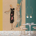 Fotomural Walls by Patel - Parisienne 2 - photo wallpaper fashion 20s retro style in petrol & yellow