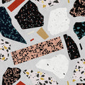 Fotomural Walls by Patel - Terrazzo 1 - Photo wallpaper Terrazzo patterned, stone look in blotting paper structure - Grey, Orange