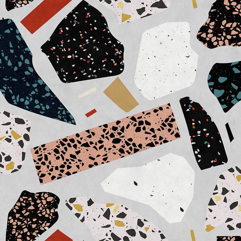 Fotomural Walls by Patel - Terrazzo 1 - Photo wallpaper Terrazzo patterned, stone look in blotting paper structure - Grey, Orange