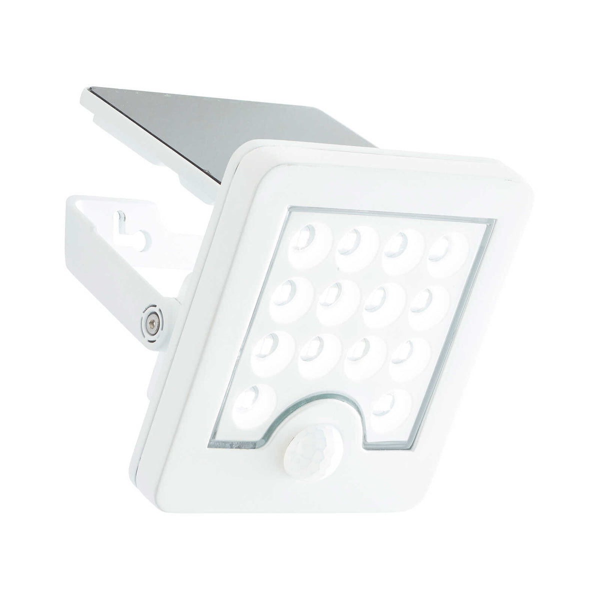 Foco LED solar con detector de movimiento - Iluminación exterior respetuosa con el medio ambiente para mayor seguridad y confort 12cm ancho x 5,4cm alto - Blanco