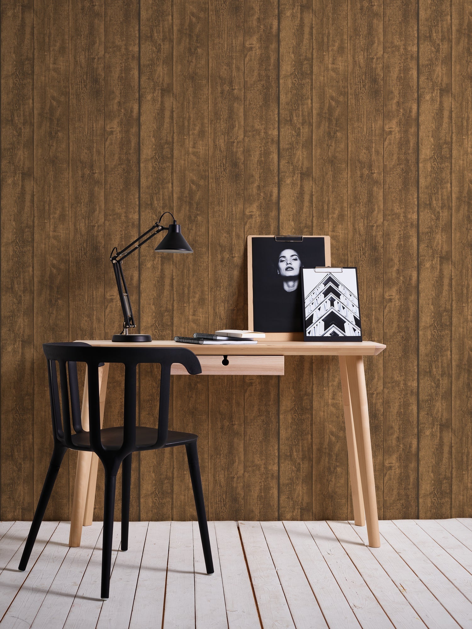 Hochwertige Vliestapete Braun Holzoptik