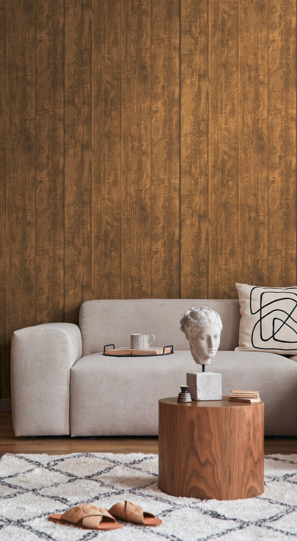 Hochwertige Vliestapete Braun Holzoptik