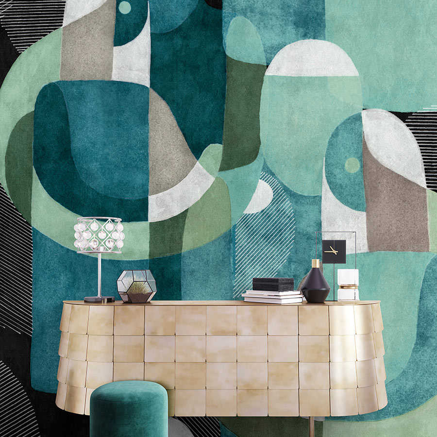 Fotomural Walls by Patel - Meeting Place 1 - mural abstract ethnic design in black & green