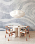 Fotomural Walls by Patel - onda2 - Abstract wave pattern wallpaper with textile surface effect in handmade paper look - blue, grey