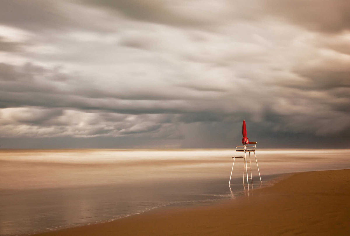 Fotomural Photo wallpaper beach with chair - cream, grey - DD Motive 2