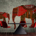 Fotomural Walls by Patel - Nairobi 4 - Elephant mural with ethnic patterns & texture effect