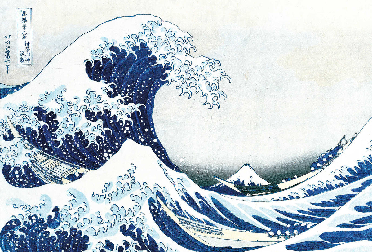 Fotomural Photo wallpaper drawn wave - Blue - DD Motive 2