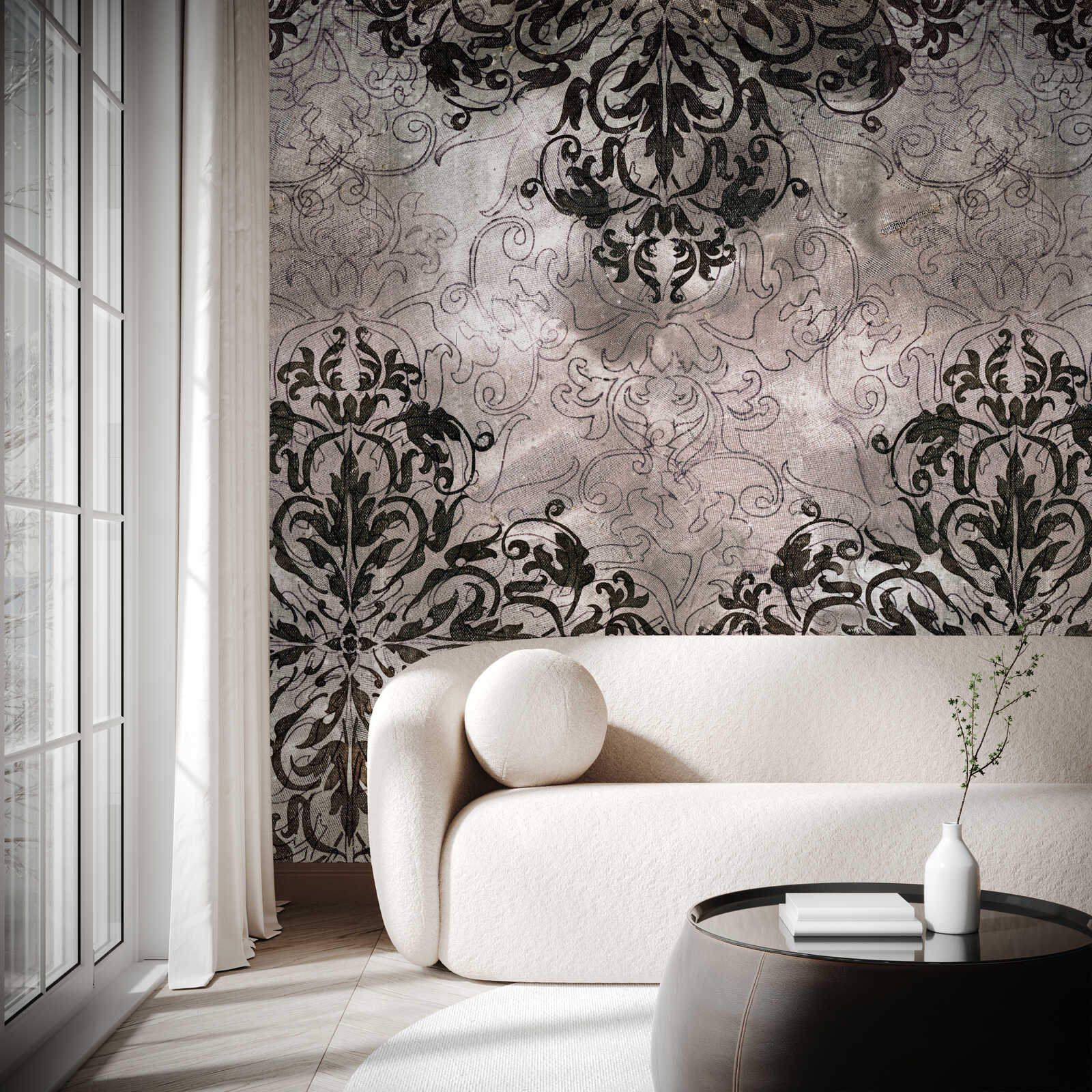 Fotomural Ornament mural floral pattern with line design - AP Digital 3