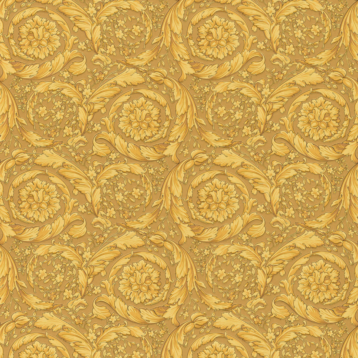 Papel pintado VERSACE con motivo floral ornamental - dorado
