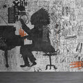 Fotomural Walls by Patel - Piano Bar 1 - Street Art Wallpaper Scribbel Design Black & Grey