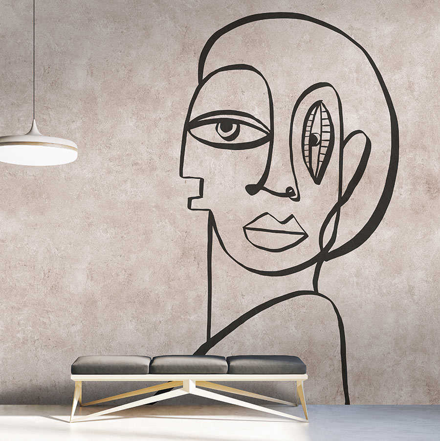 Fotomural Walls by Patel - Palomas Room 1 - plaster look photo wallpaper line art painting abstract