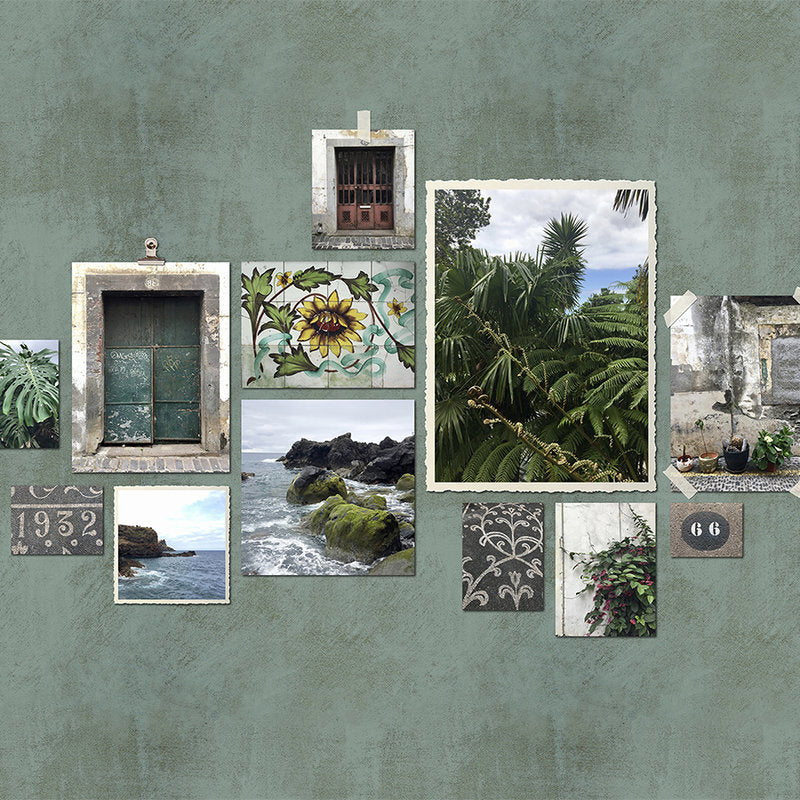 Fotomural Walls by Patel - Atlantic Spirit 2 - Wipe clean texture tiles & pictures collage wallpaper - Beige, Green
