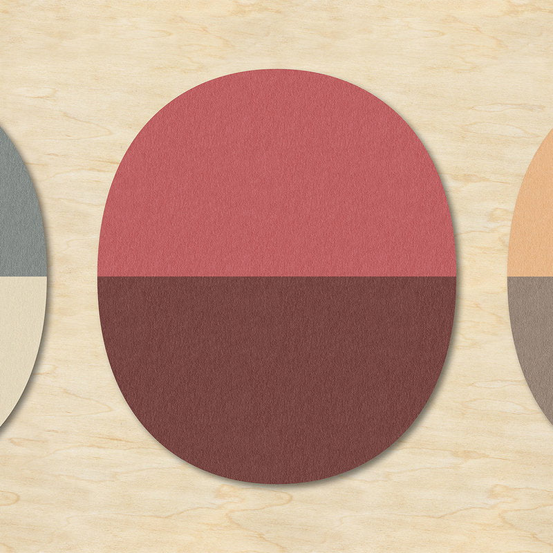 Fotomural Walls by Patel - Split ovals 3 - Colourful Wallpaper Oval Retro Pattern - Plywood,Felt Structure - Beige, Blue