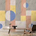 Fotomural Walls by Patel - Photo wallpaper »estrella 1« - Graphic pattern in clay plaster look - Blue, yellow, orange