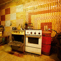 Fotomural Retro kitchen - photo wallpaper shabby retro design - AP Digital 1