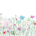 Fotomural Panel XXL 5 - Kids mural with colourful drawn flowers on premium smooth non-woven fabric