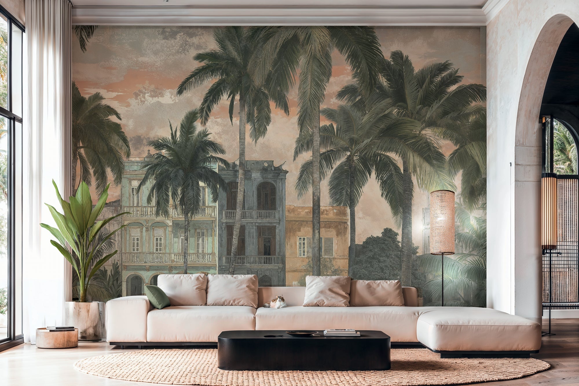 Cuba II-Fototapete Vinyltapete Beige Floral
