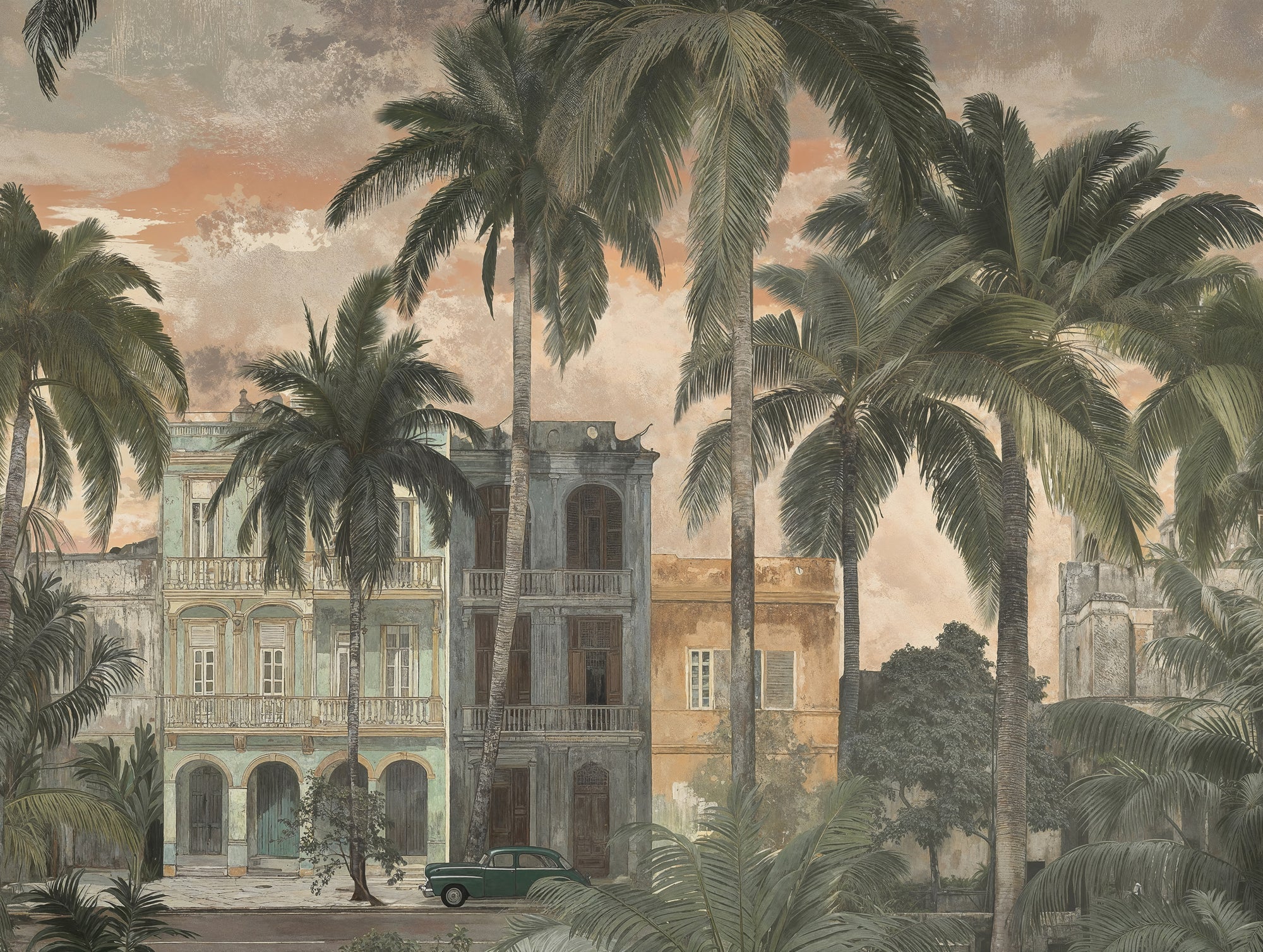 Cuba II-Fototapete Vinyltapete Beige Floral