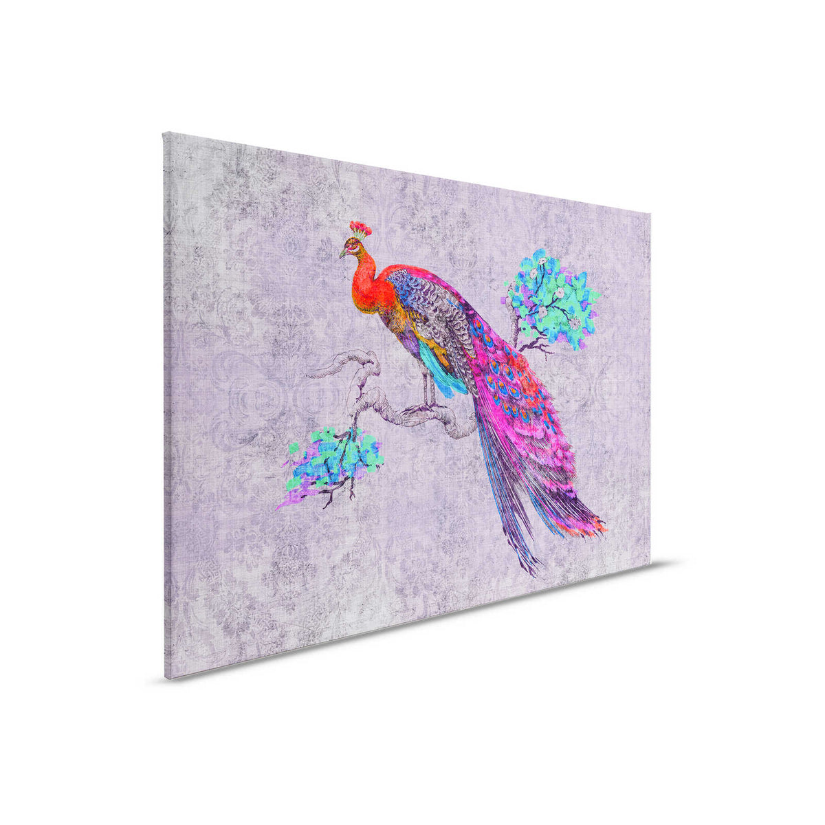 Pavo real 3 - Cuadro en lienzo con pavo real de colores - estructura de lino natural