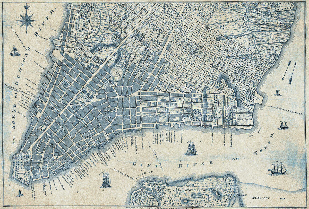 Fotomural Vintage wall mural New York City Map - Blue, White - DD Motive 2