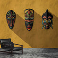 Fotomural Walls by Patel - Zulu 1 - wall mural mustard yellow, Africa masks Zulu Design