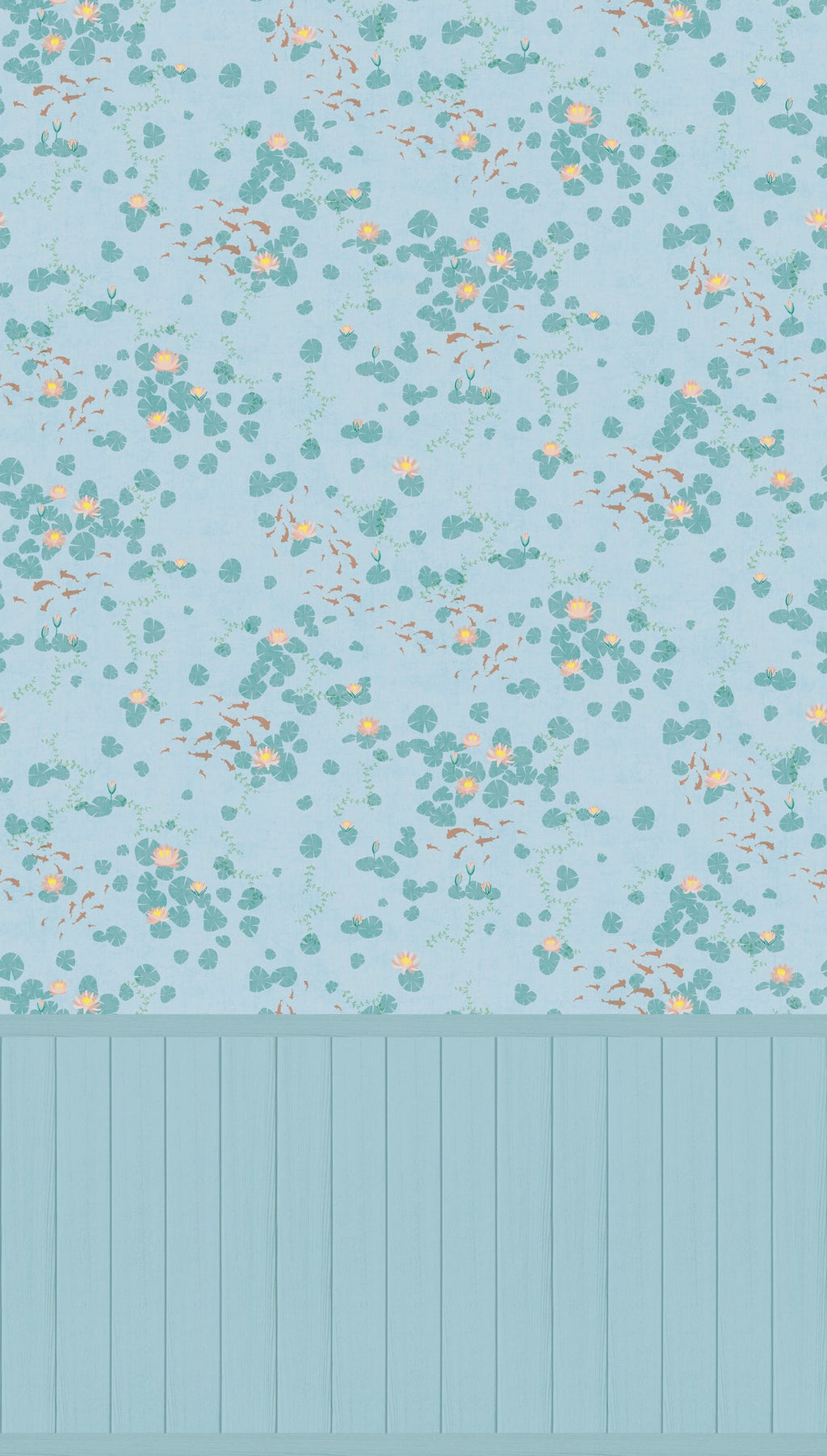 Hochwertige Fototapete Blau Blumenmuster