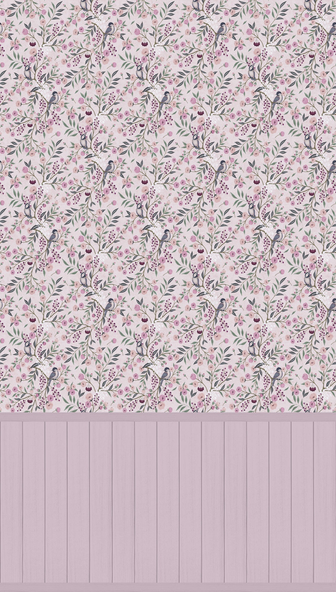 Hochwertige Fototapete Beige Blumenmuster
