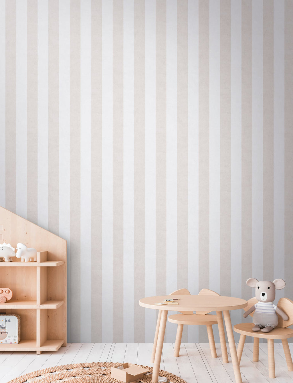 Hochwertige Vliestapete Beige Streifentapete
