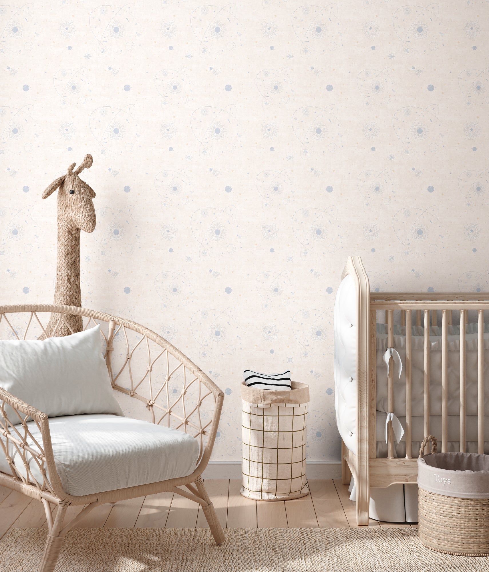 Hochwertige Vliestapete Beige Weltall