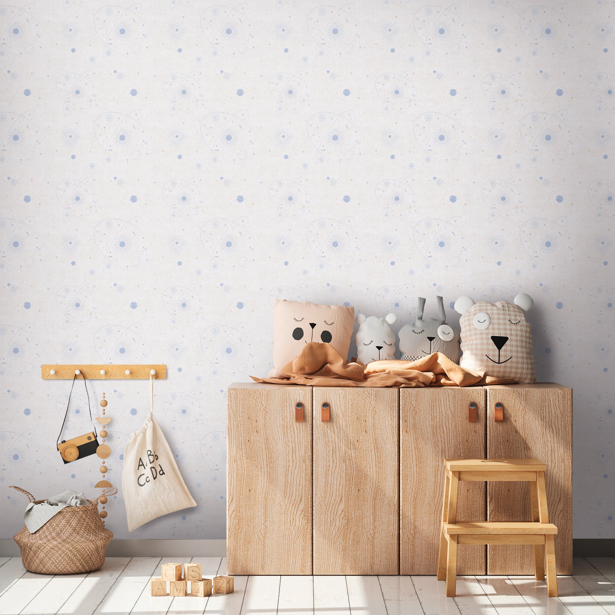 Hochwertige Vliestapete Beige Weltall