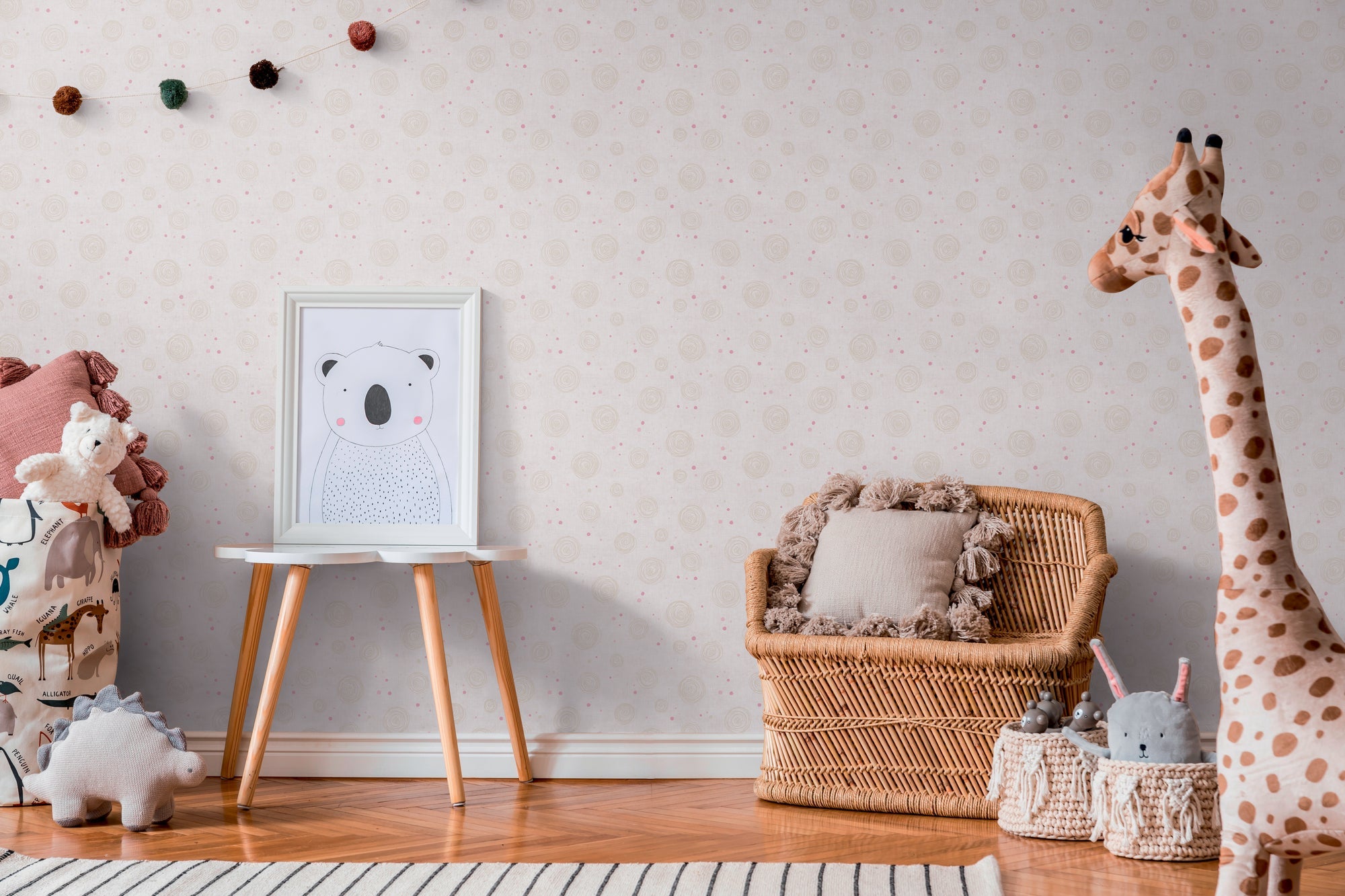 Hochwertige Vliestapete Beige Kreise