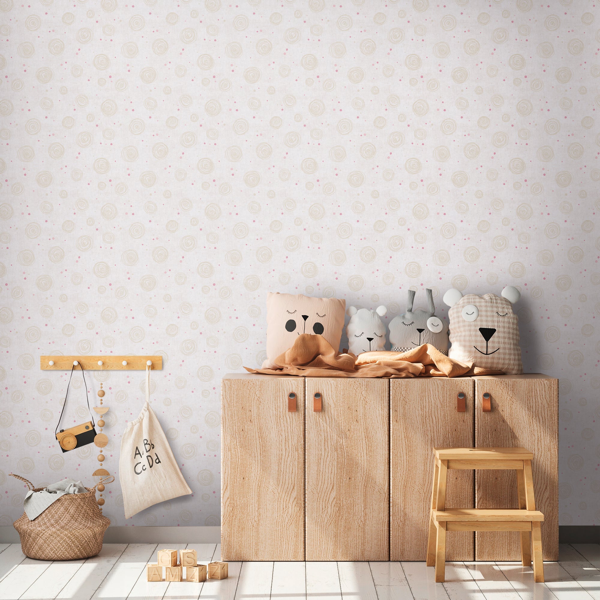 Hochwertige Vliestapete Beige Kreise