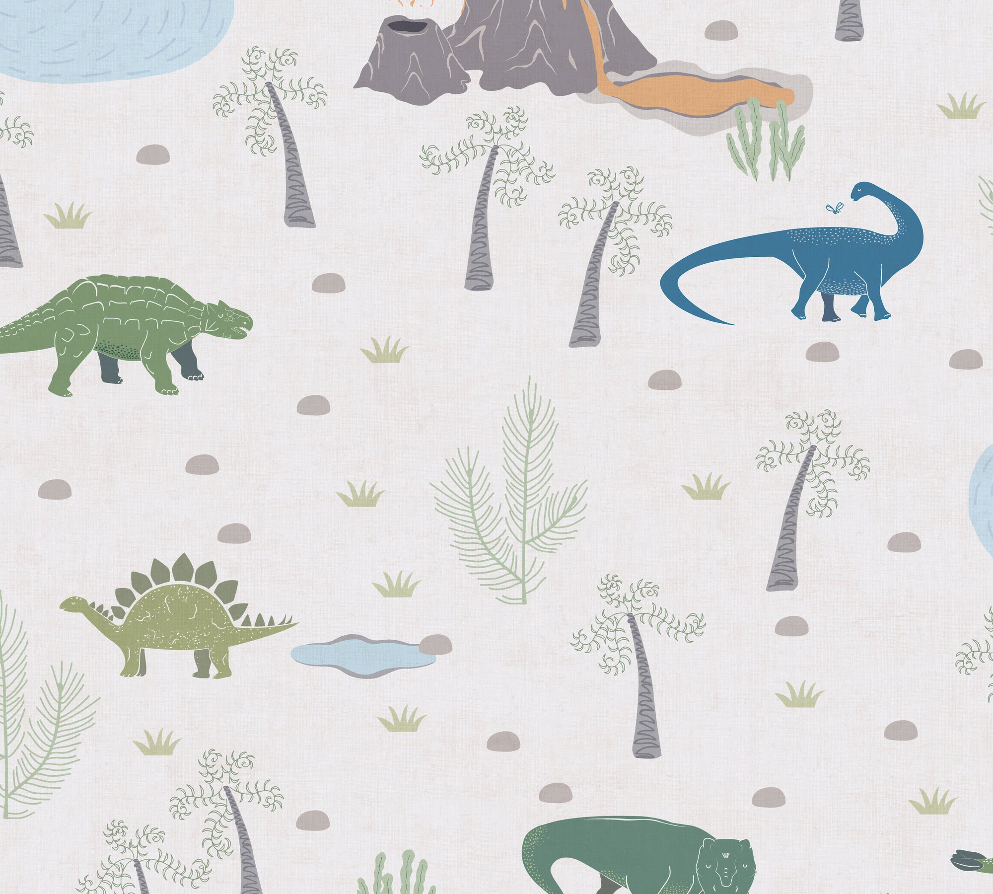 Hochwertige Vliestapete Blau Dinos
