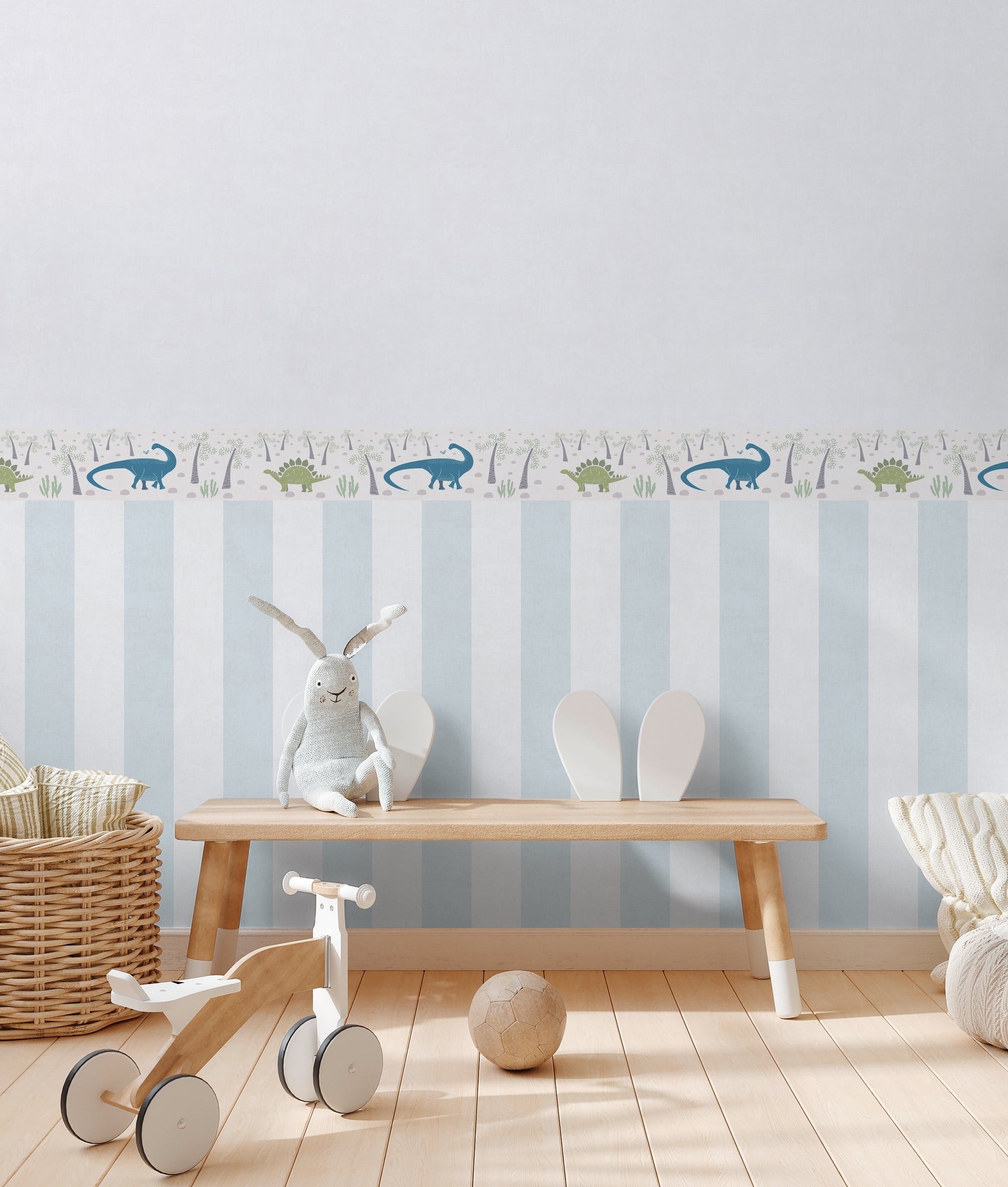 Hochwertige Bordure Blau Dinos