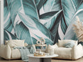 Fotomural Panel XXL 5 - Nature mural palm leaves motif grey on premium smooth fleece