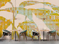 Fotomural Walls by Patel - flux1 - Organic leaf composition wallpaper with soft depth in textile look - orange, light blue