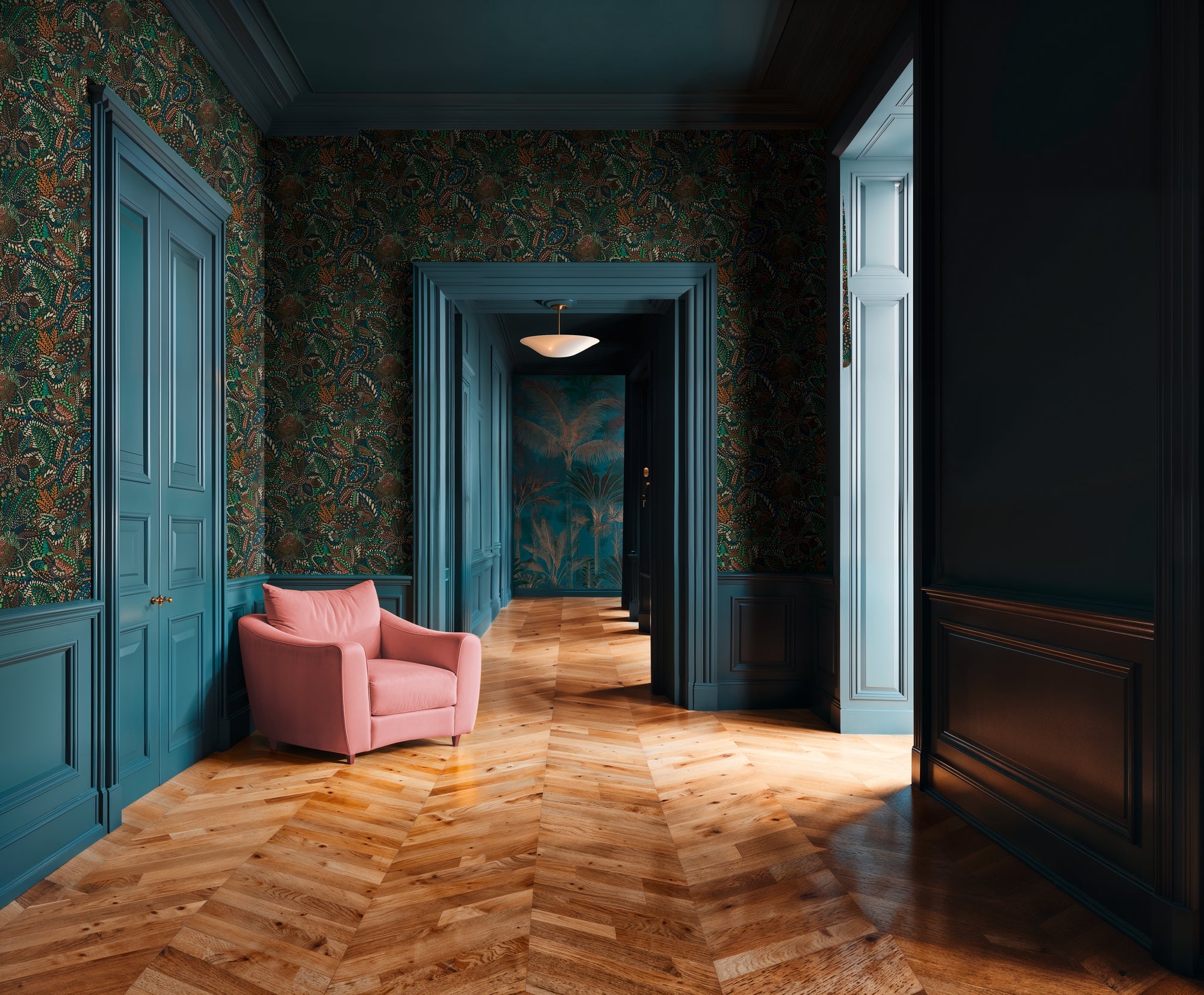 Cuba II-Vliestapete Vinyltapete Blau Luxus