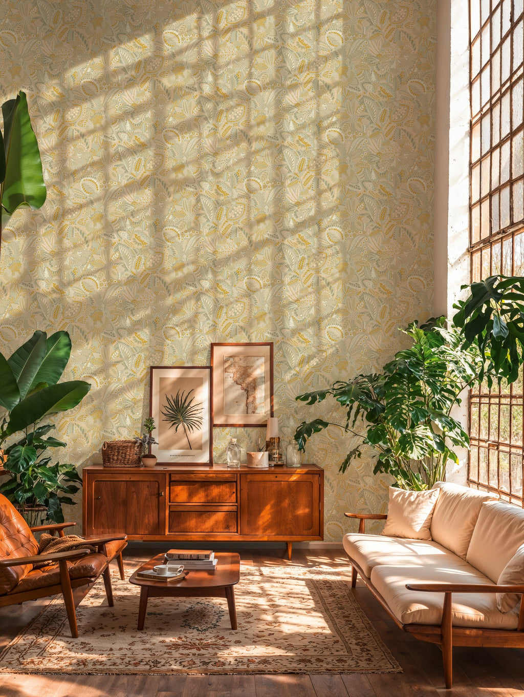 Cuba II-Vliestapete Vinyltapete Beige Floral