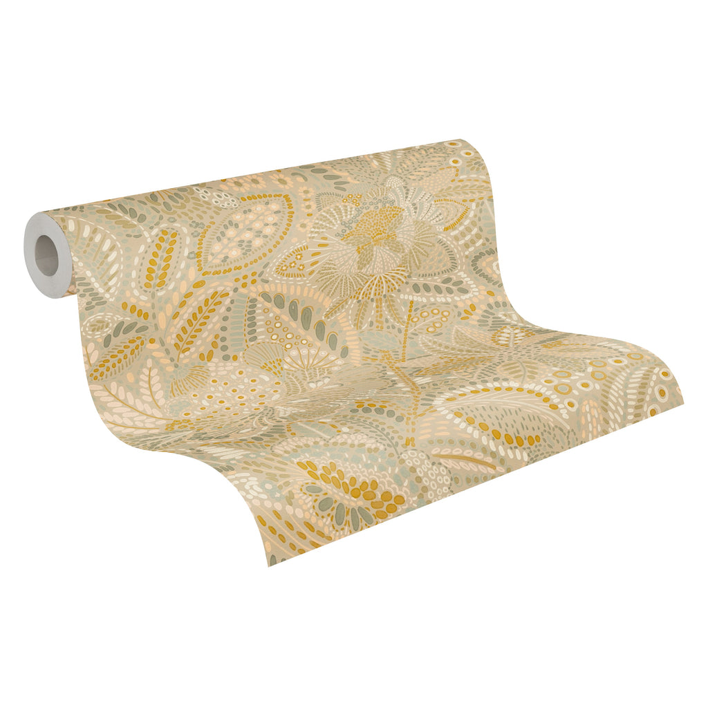 Cuba II-Vliestapete Vinyltapete Beige Floral