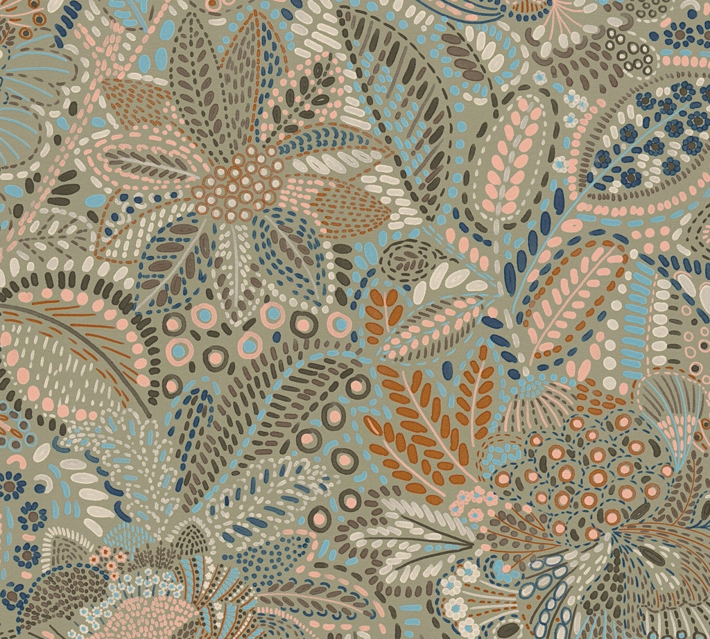 Cuba II-Vliestapete Vinyltapete Grau Floral