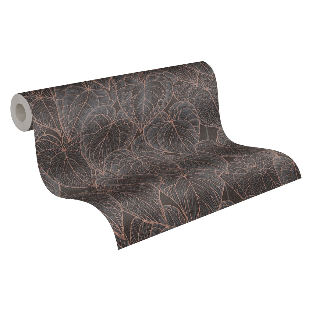 Hochwertige Vliestapete Braun Floral