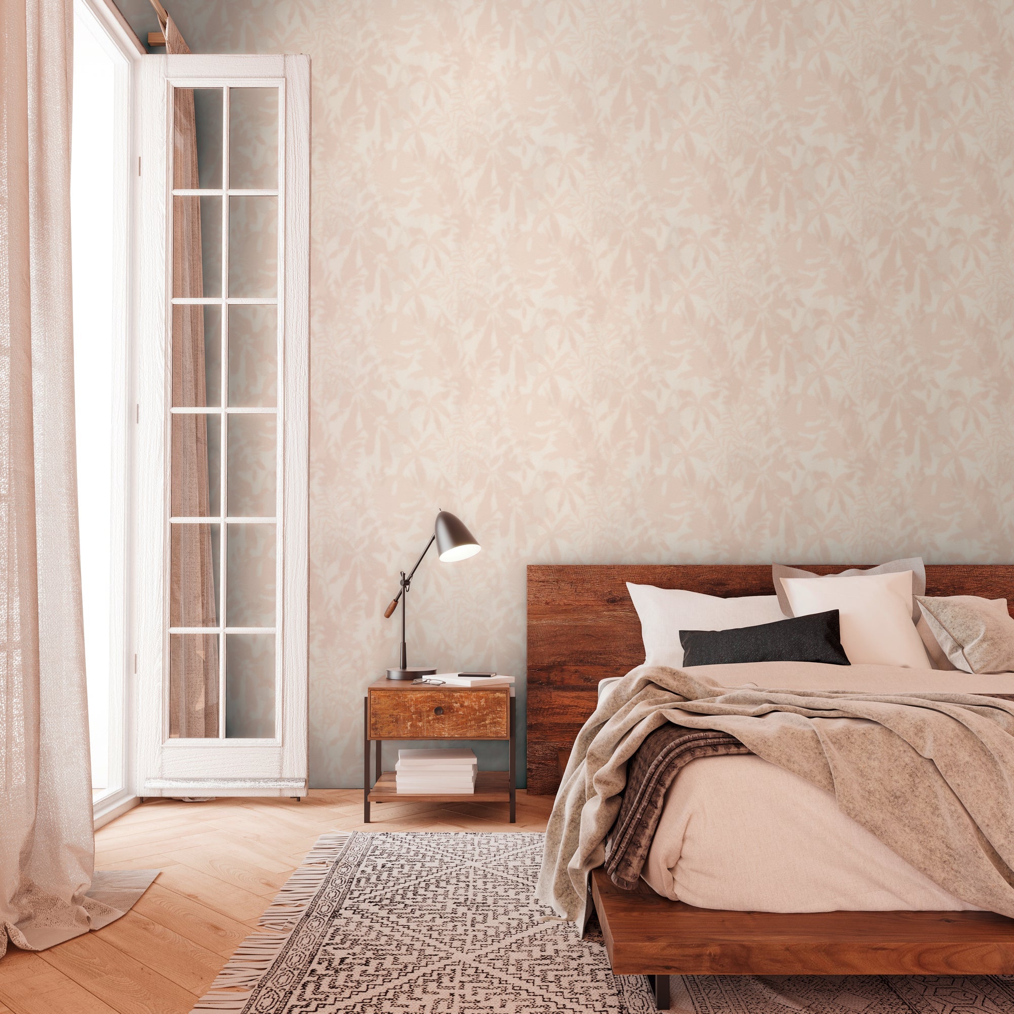 Hochwertige Vliestapete Creme Floral