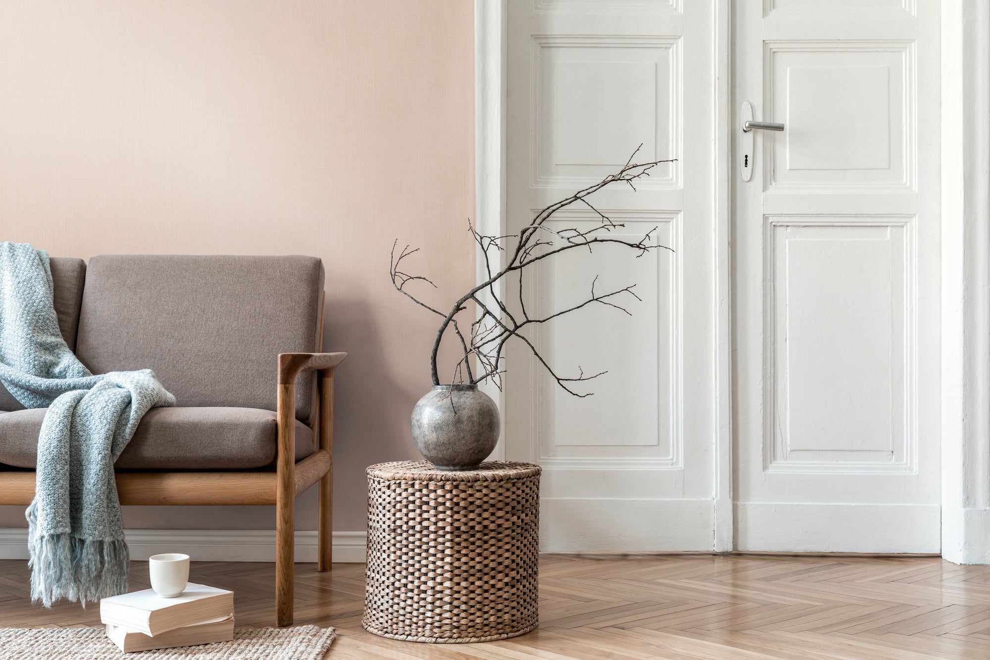 Hochwertige Vliestapete Beige Unitapete