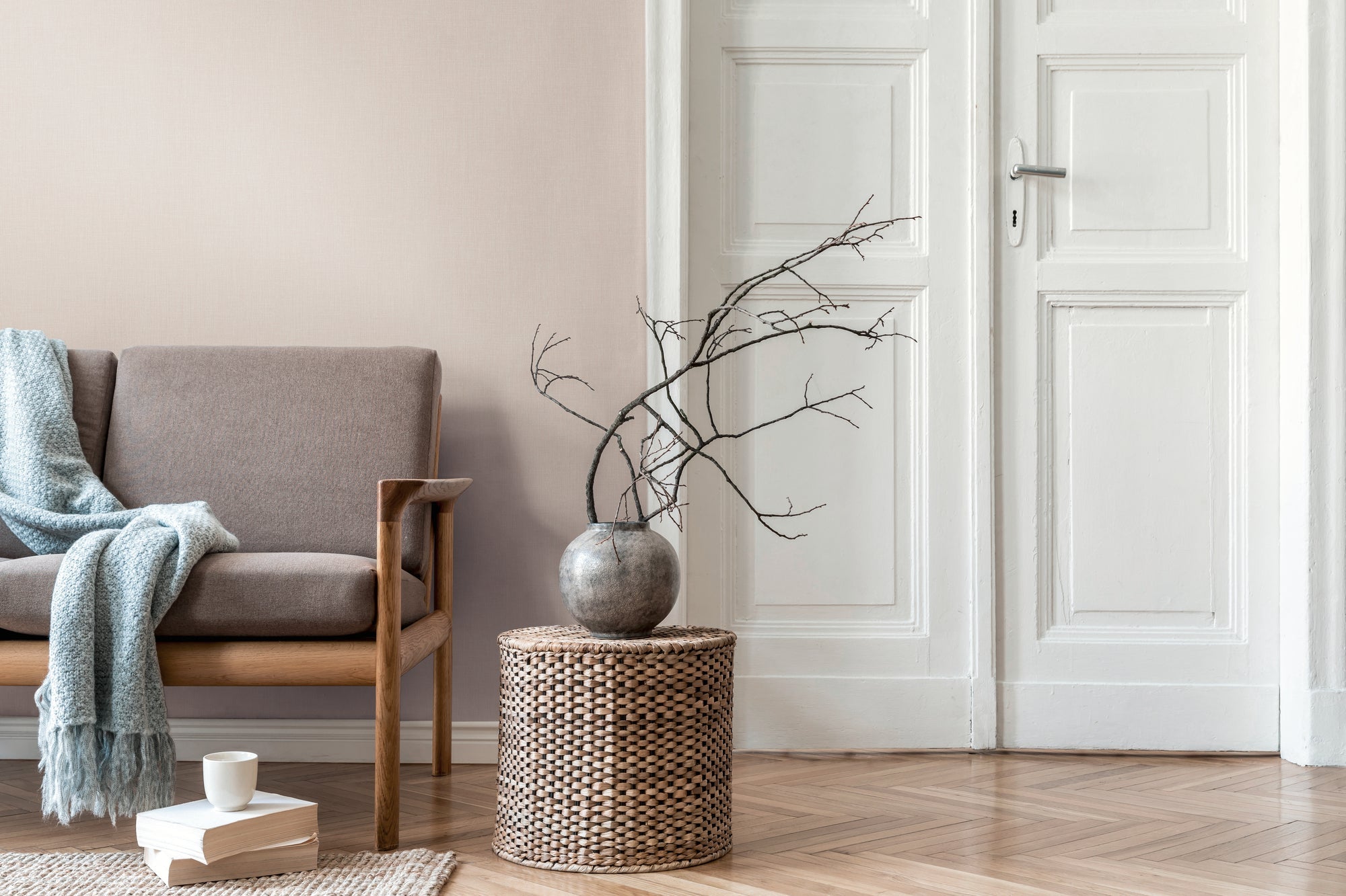 Hochwertige Vliestapete Beige Unitapete